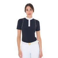 Polo de concurso Mujer de Manga Corta con Botones Equestro Blazer marino / blanco antiguo Azul marino