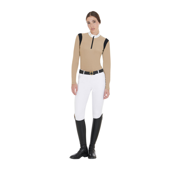 Polo de concurso para mujer de manga larga en tejido técnico Equestro Polo de concurso para mujer de manga larga en tejido técnico Equestro