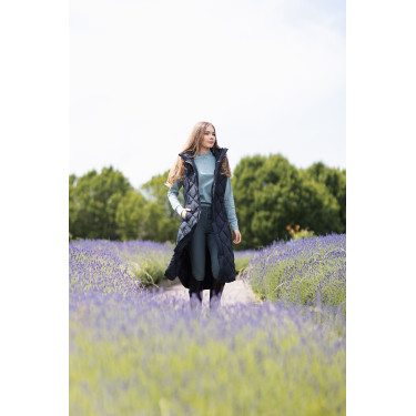 Chaleco largo acolchado sin mangas Gem B Vertigo Belleza negra Negro