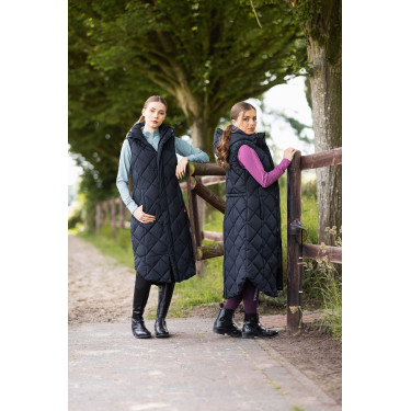 Chaleco largo acolchado sin mangas Gem B Vertigo Belleza negra Negro