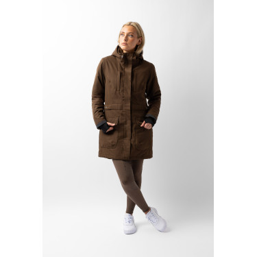 Plumífero calefactable largo Jadine Horze invierno Marrón espresso Plumífero calefactable largo Jadine Horze invierno Marrón espresso