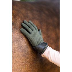 Guantes de equitación para todas las estaciones Young Rider Perla Horze Kambada / dragón verde oscuro Kaki