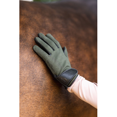 Guantes de equitación para todas las estaciones Young Rider Perla Horze Kambada / dragón verde oscuro Kaki