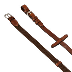 Riendas de nailon con hebillas de cuero Acavallo Coñac Marr&amp;amp;amp;oacute;n