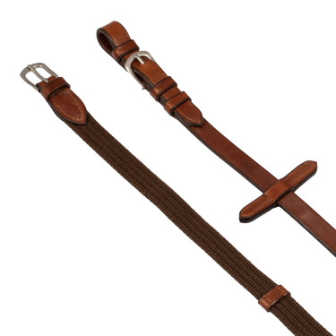 Riendas de nailon con hebillas de cuero Acavallo Coñac Marr&amp;amp;amp;oacute;n