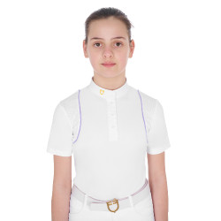 Polo de competición entallado para niñas con botones Equestro