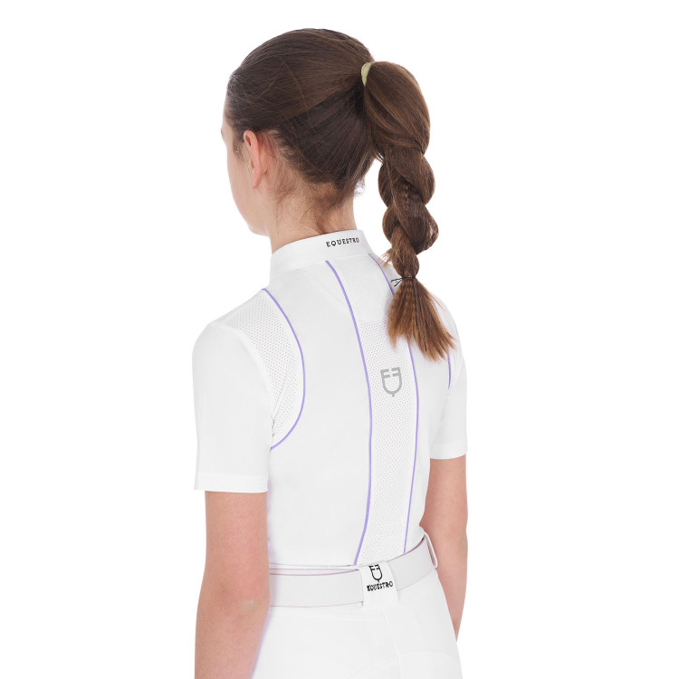 Polo de competición entallado para niñas con botones Equestro Polo de competición entallado para niñas con botones Equestro