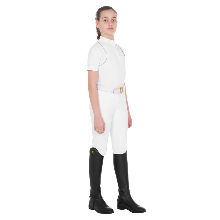 Polo de competición entallado para niñas con botones Equestro Polo de competición entallado para niñas con botones Equestro