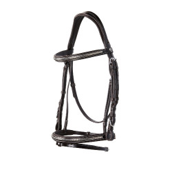Cabezada inglesa de cuero con clincher de níquel plateado NP Equestro