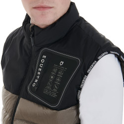 Chaleco para hombre en bi-material con parche de silicona Equestro Negro / nogal