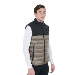 Chaleco para hombre en bi-material con parche de silicona Equestro Negro / nogal
