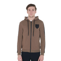 Sudadera con capucha para hombre con interior de forro polar Equestro Nuez Marrón