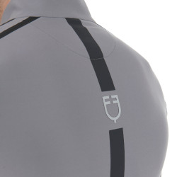 Polo de entrenamiento de manga larga para hombre corte ajustado Equestro Gris escarchado Polo de entrenamiento de manga larga para hombre corte ajustado Equestro Gris escarchado