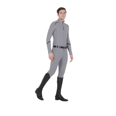 Polo de entrenamiento de manga larga para hombre corte ajustado Equestro Polo de entrenamiento de manga larga para hombre corte ajustado Equestro