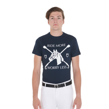 Camiseta de hombre entallada con estampado ecuestre Equestro Marino Azul marino