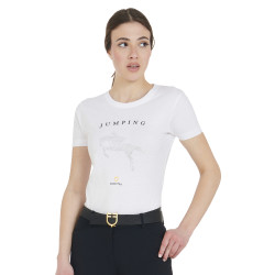 Camiseta entallada para mujer de salto de obstáculos con strass Equestro