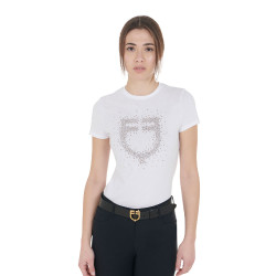 Camiseta ajustada rosa con strass para mujer Equestro