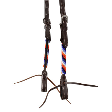 Bride western con una oreja y bordado con perlas Pool's Castaño Marrón