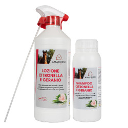 Kit loción de citronela y geranio 1L + champú de citronela 500ml Umbria Equitazione Kit loción de citronela y geranio 1L + champú de citronela 500ml Umbria Equitazione