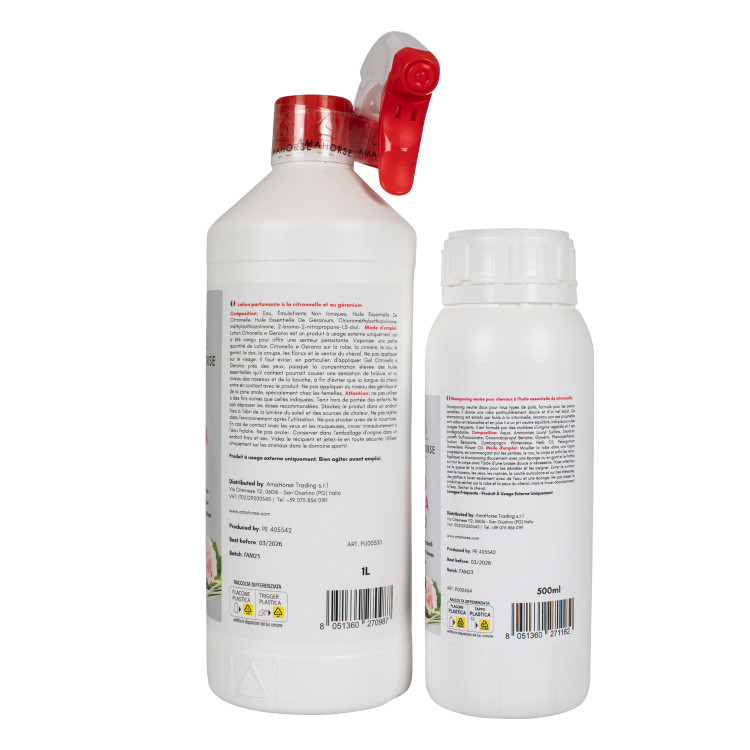 Kit loción de citronela y geranio 1L + champú de citronela 500ml Umbria Equitazione Kit loción de citronela y geranio 1L + champú de citronela 500ml Umbria Equitazione