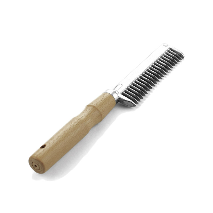 Peine de aluminio con mango de madera Umbria Equitazione