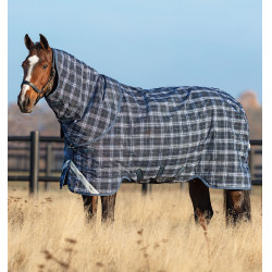Manta Horseware Rhino Plus Turnout 0g Marino a cuadros / índigo Azul marino