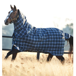 Manta Horseware Rhino Plus Turnout 0g Marino a cuadros / índigo Azul marino