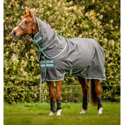 Manta Horseware Amigo Hero Ripstop Plus con cuello 200g Gris sombra / neblina / marino