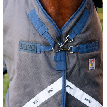 Manta Horseware Rhino HexStop Plus Turnout 0g Gris / índigo / marino Manta Horseware Rhino HexStop Plus Turnout 0g Gris / índigo / marino