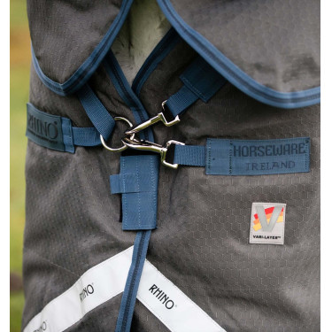 Manta Horseware Rhino Hexstop Plus Turnout 100g Gris / índigo / marino Manta Horseware Rhino Hexstop Plus Turnout 100g Gris / índigo / marino
