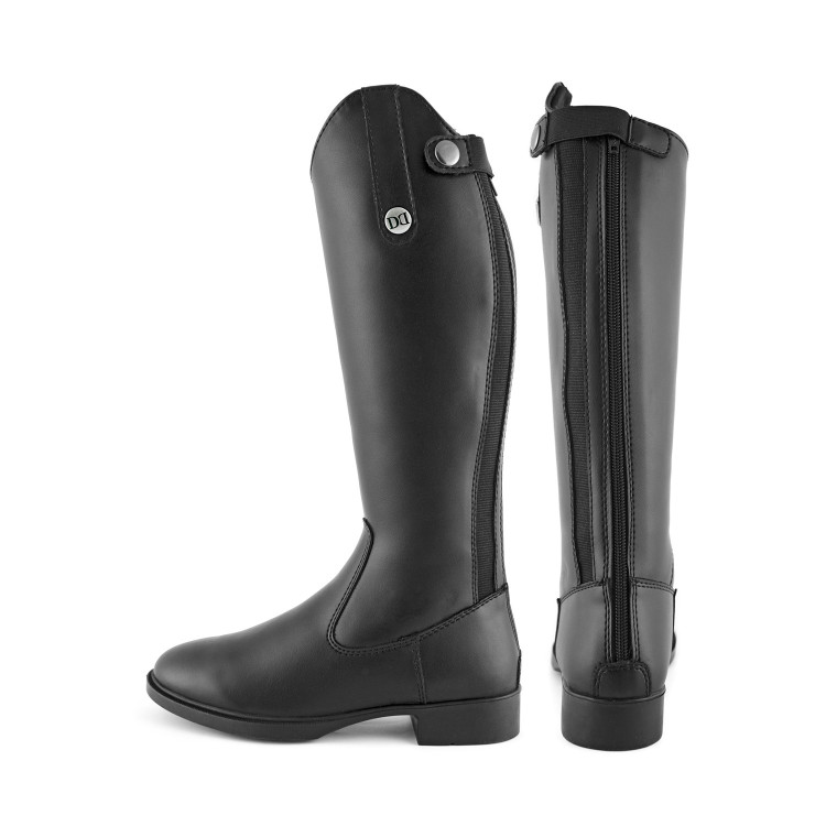 Botas de equitación júnior Derby con cremallera trasera de piel sintética y caña ancha Botas de equitación júnior Derby con cremallera trasera de piel sintética y caña ancha