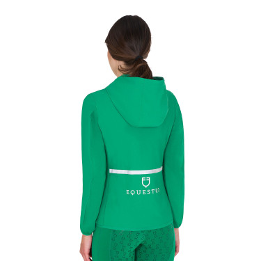 Plumífero de mujer en mezcla técnica Equestro Verde ultramar