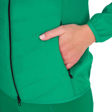 Plumífero de mujer en mezcla técnica Equestro Verde ultramar