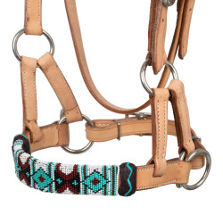 Filete sin embocadura con cabezada decorada con perlas de colores Pool's Natural Marrón