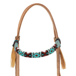 Filete sin embocadura con cabezada decorada con perlas de colores Pool's Natural Marrón