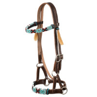 Filete sin embocadura con cabezada decorada con perlas de colores Pool's Marrón oscuro Marr&amp;oacute;n