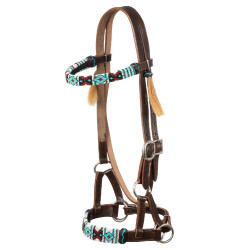 Filete sin embocadura con cabezada decorada con perlas de colores Pool's Marrón oscuro Marrón Filete sin embocadura con cabezada decorada con perlas de colores Pool's Marrón oscuro Marrón