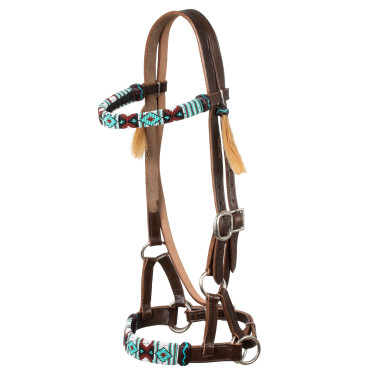 Filete sin embocadura con cabezada decorada con perlas de colores Pool's Marrón oscuro Marrón Filete sin embocadura con cabezada decorada con perlas de colores Pool's Marrón oscuro Marrón