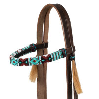 Filete sin embocadura con cabezada decorada con perlas de colores Pool's Marrón oscuro Marr&amp;oacute;n