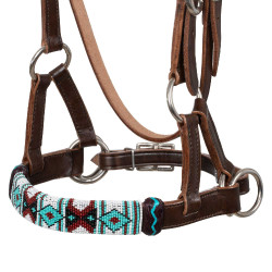 Filete sin embocadura con cabezada decorada con perlas de colores Pool's Marrón oscuro Marrón Filete sin embocadura con cabezada decorada con perlas de colores Pool's Marrón oscuro Marrón