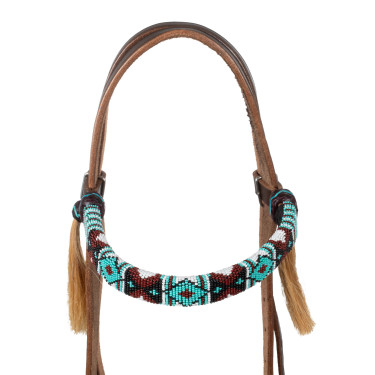 Filete sin embocadura con cabezada decorada con perlas de colores Pool's Marrón oscuro Marrón Filete sin embocadura con cabezada decorada con perlas de colores Pool's Marrón oscuro Marrón