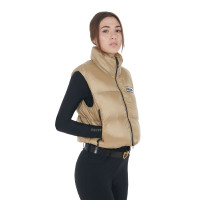 Chaleco corto con cremallera para mujer Equestro Incienso Beige