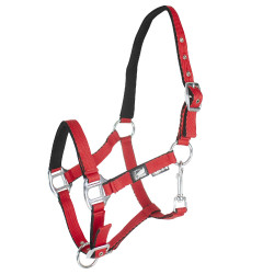 Cabezada para potro de cuero acolchado de tacto suave con doble ajuste Supreme Roja Rojo