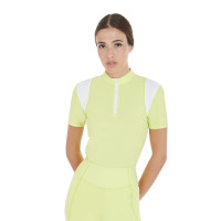 Polo de entrenamiento para mujer corte slim con inserciones de malla Equestro Limón Amarillo