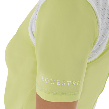 Polo de entrenamiento para mujer corte slim con inserciones de malla Equestro Polo de entrenamiento para mujer corte slim con inserciones de malla Equestro