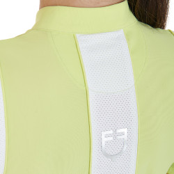 Polo de entrenamiento para mujer corte slim con inserciones de malla Equestro Limón Amarillo