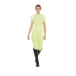Polo de entrenamiento para mujer corte slim con inserciones de malla Equestro Limón Amarillo