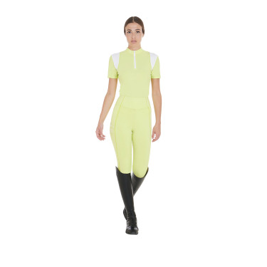 Polo de entrenamiento para mujer corte slim con inserciones de malla Equestro Polo de entrenamiento para mujer corte slim con inserciones de malla Equestro