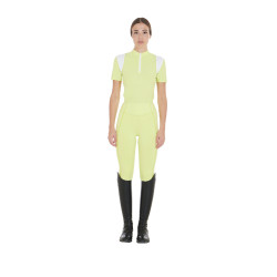 Polo de entrenamiento para mujer corte slim con inserciones de malla Equestro Limón Amarillo