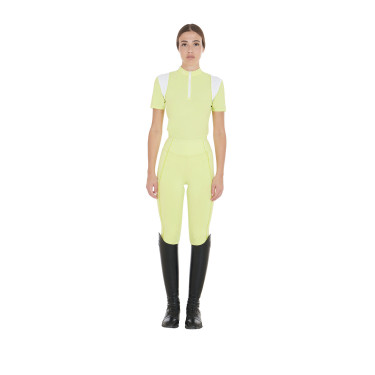 Polo de entrenamiento para mujer corte slim con inserciones de malla Equestro Polo de entrenamiento para mujer corte slim con inserciones de malla Equestro
